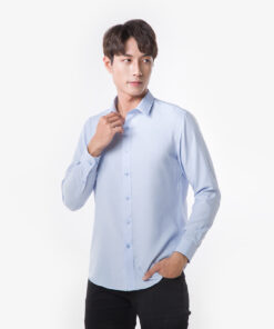 Alternative view of Áo sơ mi nam dài tay Café-DriS khử mùi - Xanh nhạt